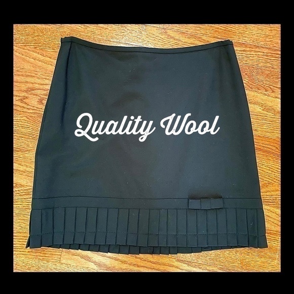 🎀 Context Wool-Lined Pleated Hem with Bow Skirt Mini Excellent - Picture 1 of 8